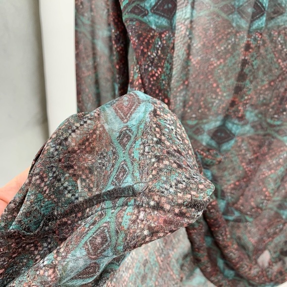 Zara Basic Semi Sheer Peasant Boho Blouse Browns - Picture 7 of 8